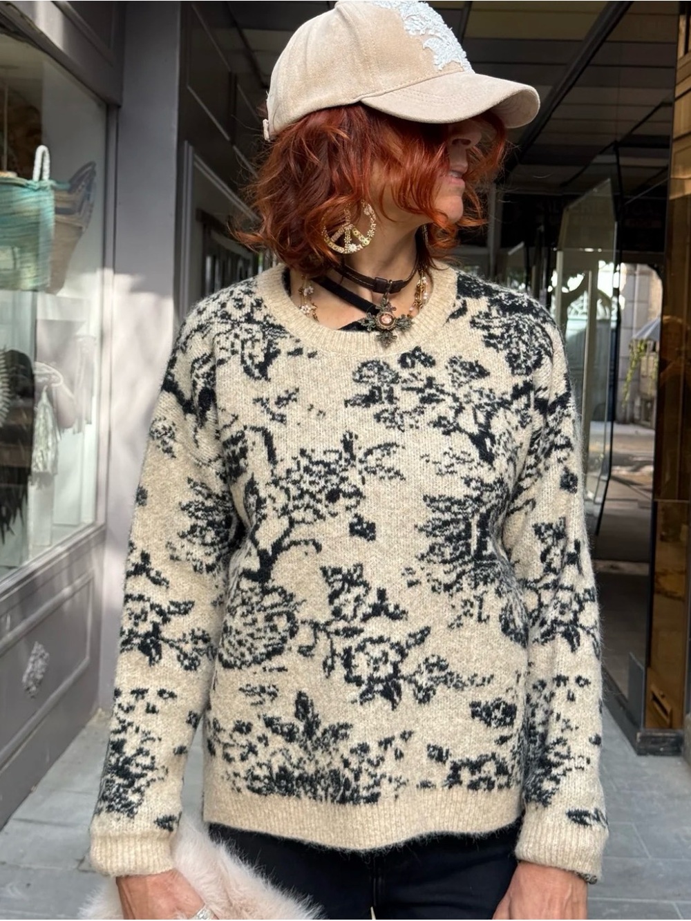 NKN Nekane Lune Floral Jacquard Sweater S/M